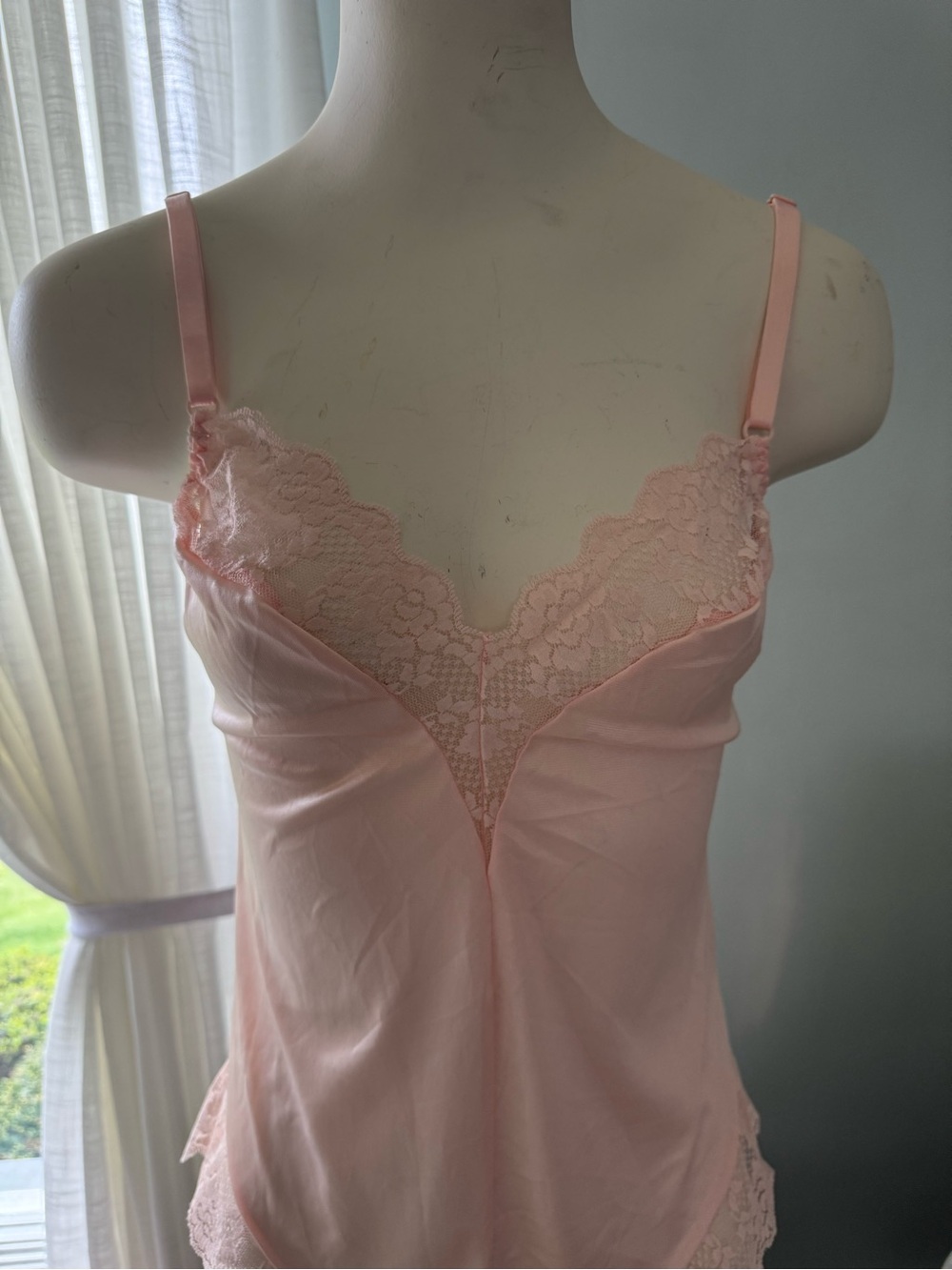 Delicate Lace-Trim Peach Onesie Camisole
